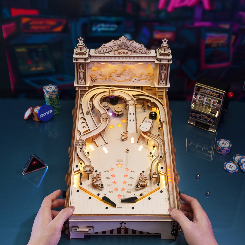 ROKR 3D Pinball Machine EG01 ready for tabletop gameplay