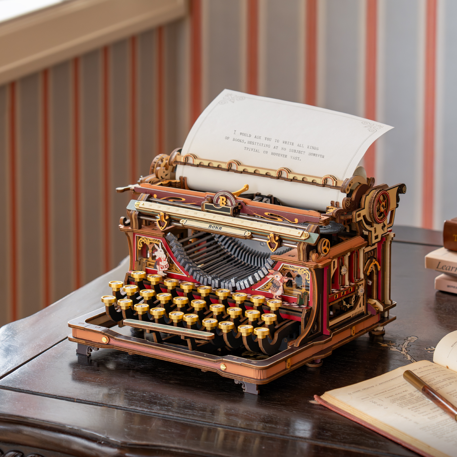 ROKR Mechanical Typewriter LK703C - 3D Wooden Globe Model Kit (Magic version)