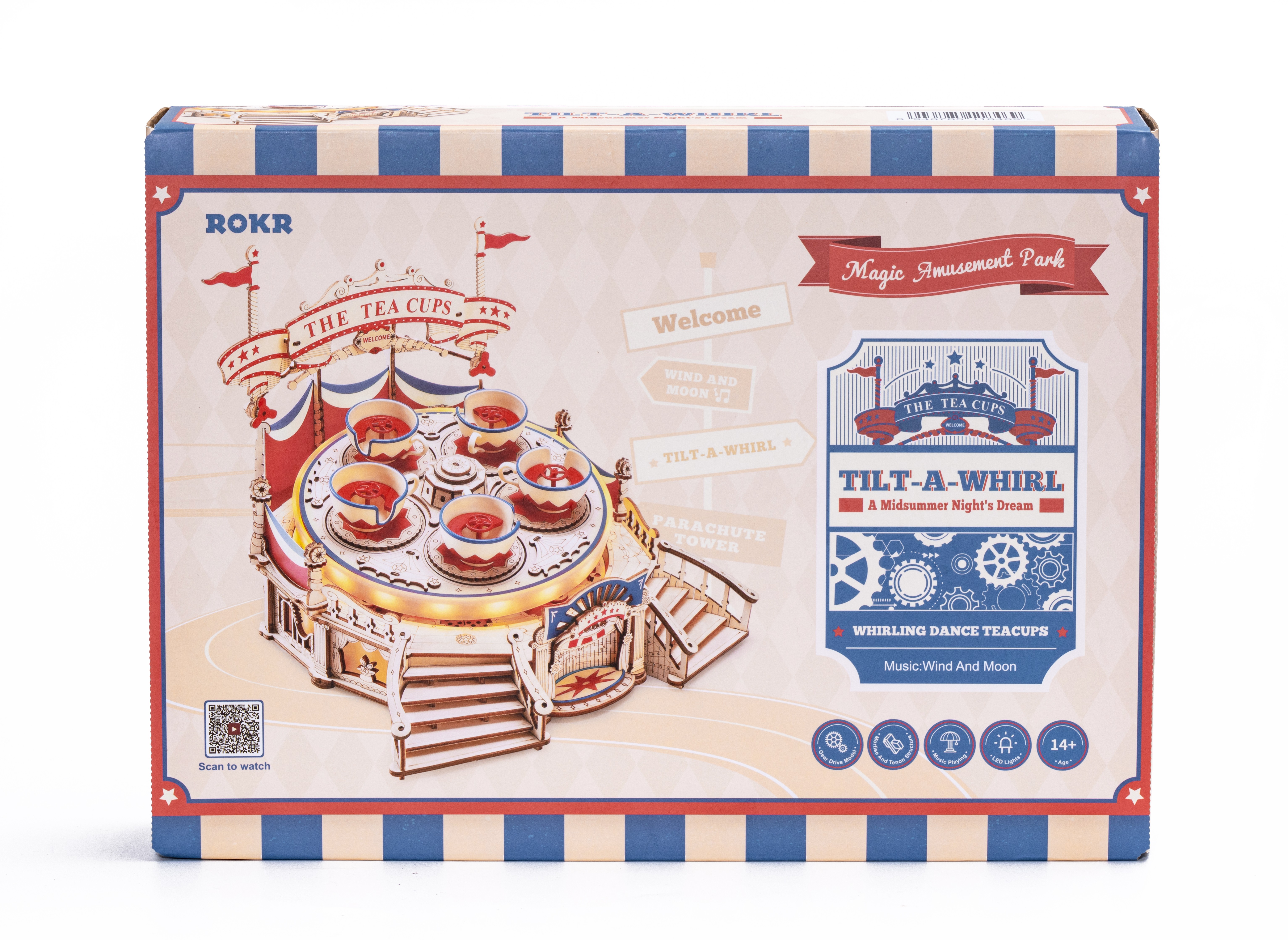 ROKR Tilt-a-Whirl DIY Music Box 3D Wooden Puzzle - Amusement Park