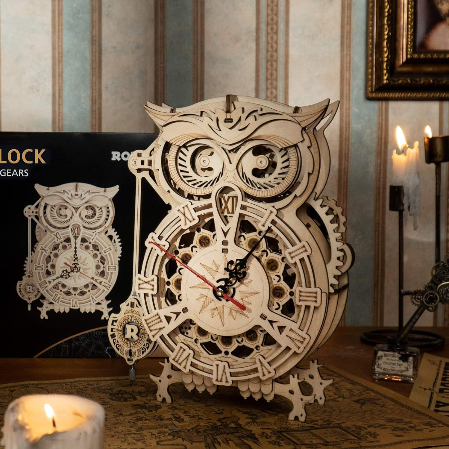 ROKR Owl Clock Mechanical 3D Wooden Puzzle LK503