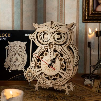 ROKR Owl Clock Mechanical 3D Wooden Puzzle LK503