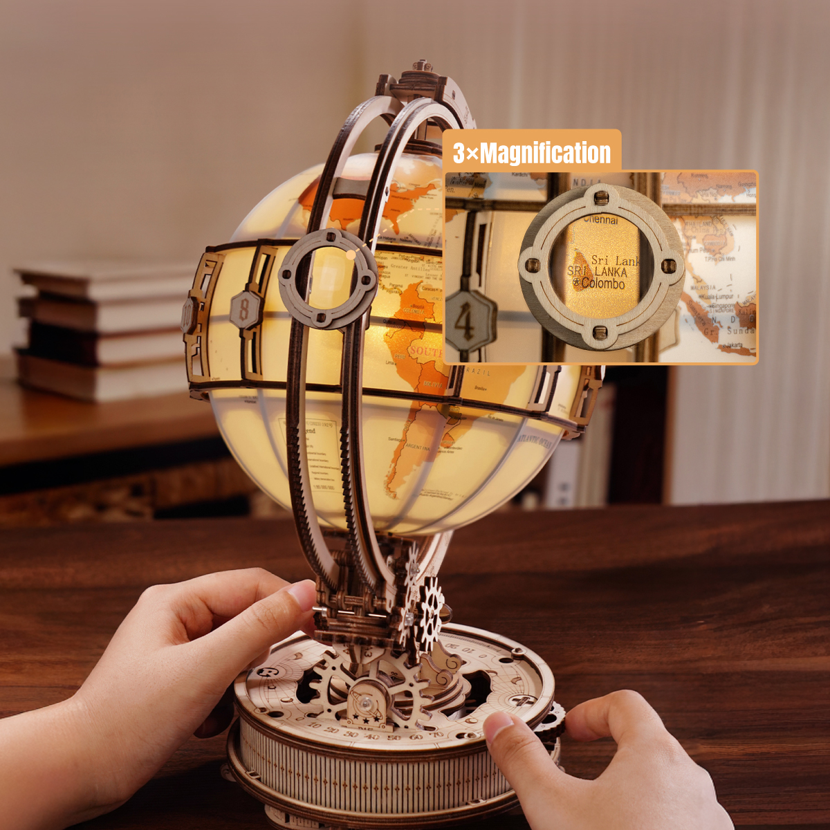 ROKR Luminous Globe 3D Wooden Puzzle ST003D (Electric Version)