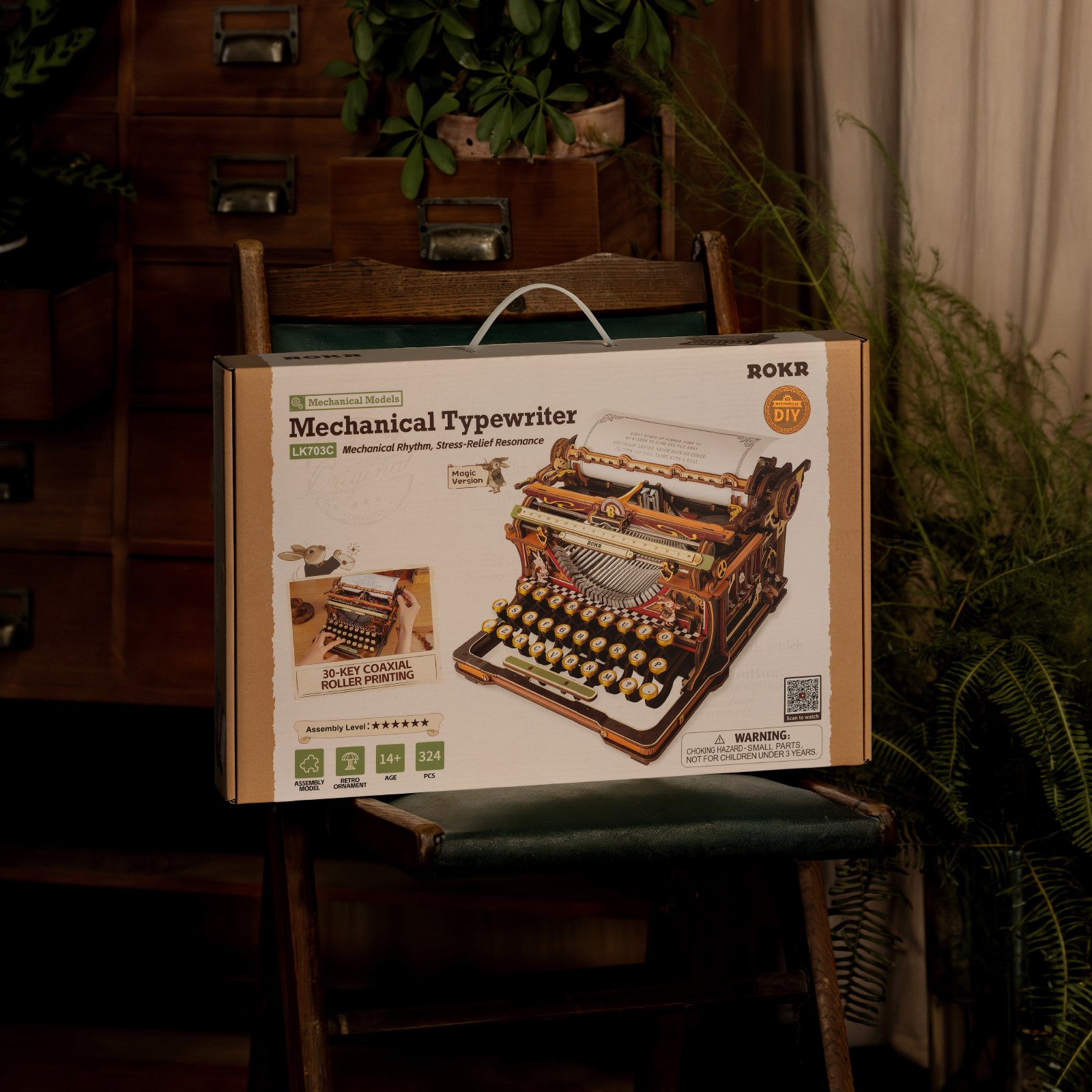 ROKR Mechanical Typewriter LK703C - 3D Wooden Globe Model Kit (Magic version)