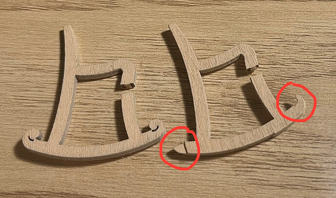 A broken chair piece with the missing section circled in red