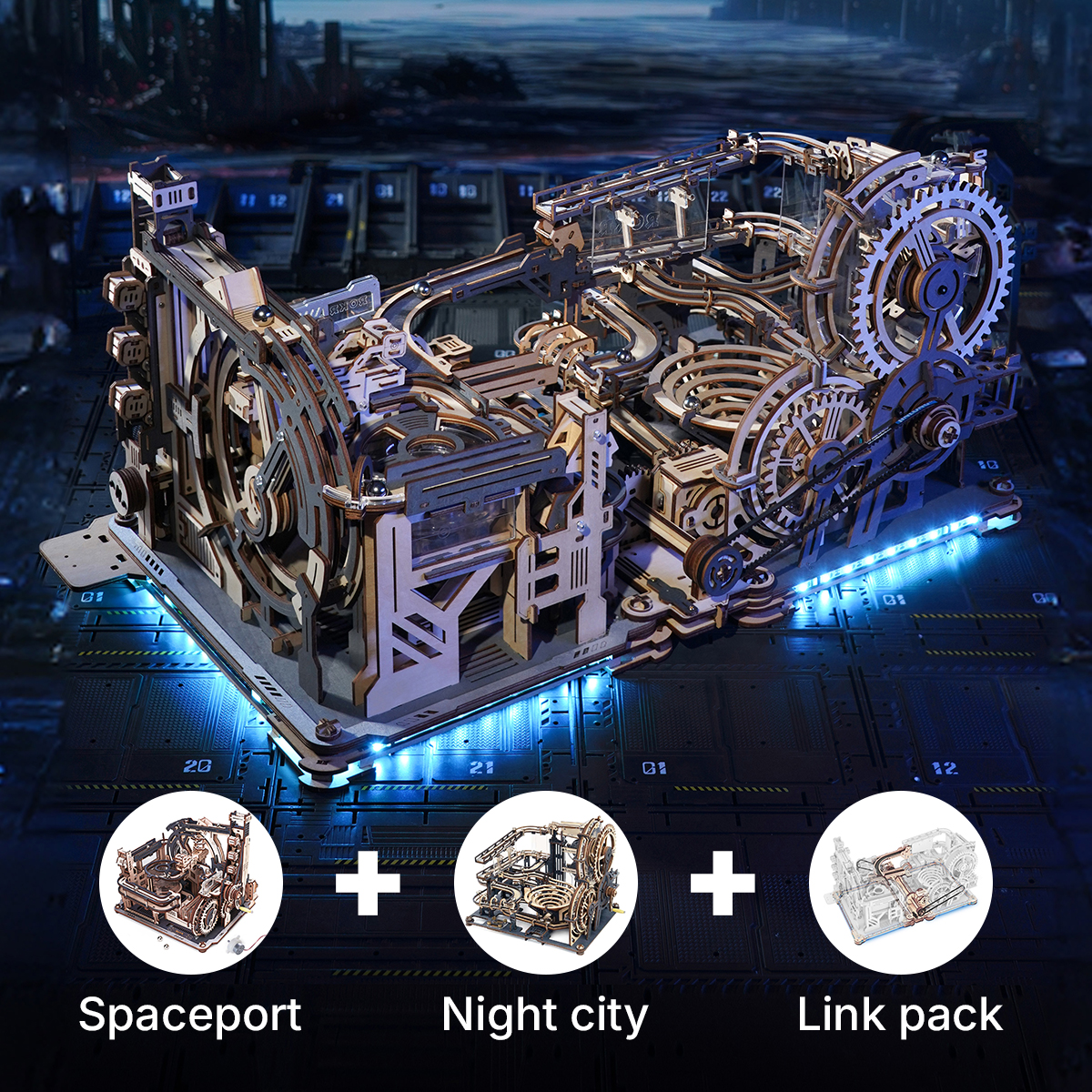 ROKR Marble Spaceport Marble Run 3D Wooden Puzzle LGC01 | ROKR