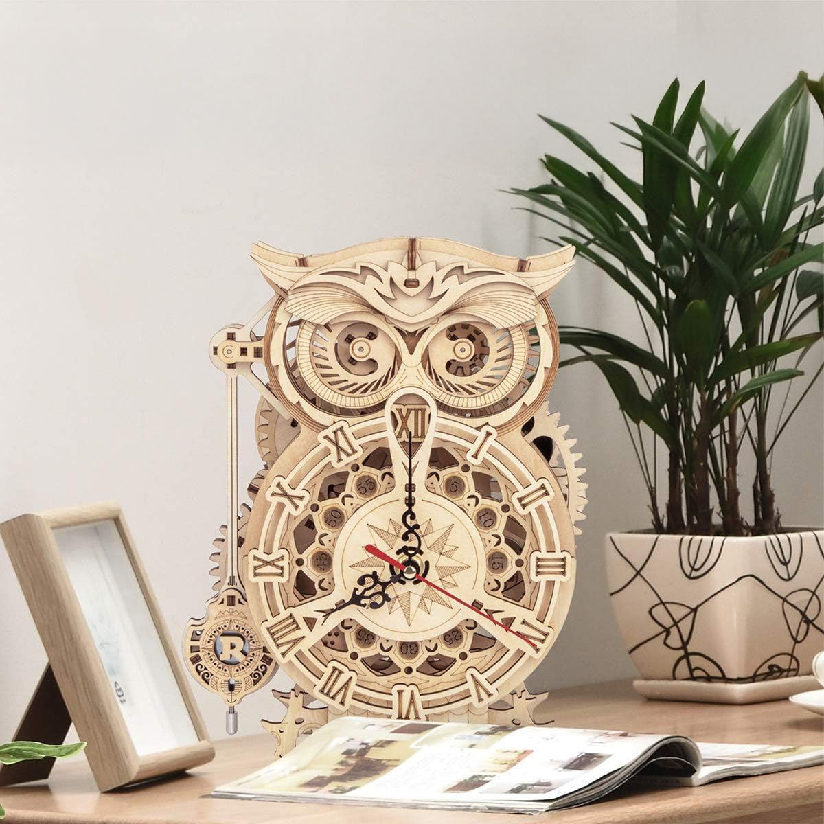 ROKR Owl Clock Mechanical 3D Wooden Puzzle LK503