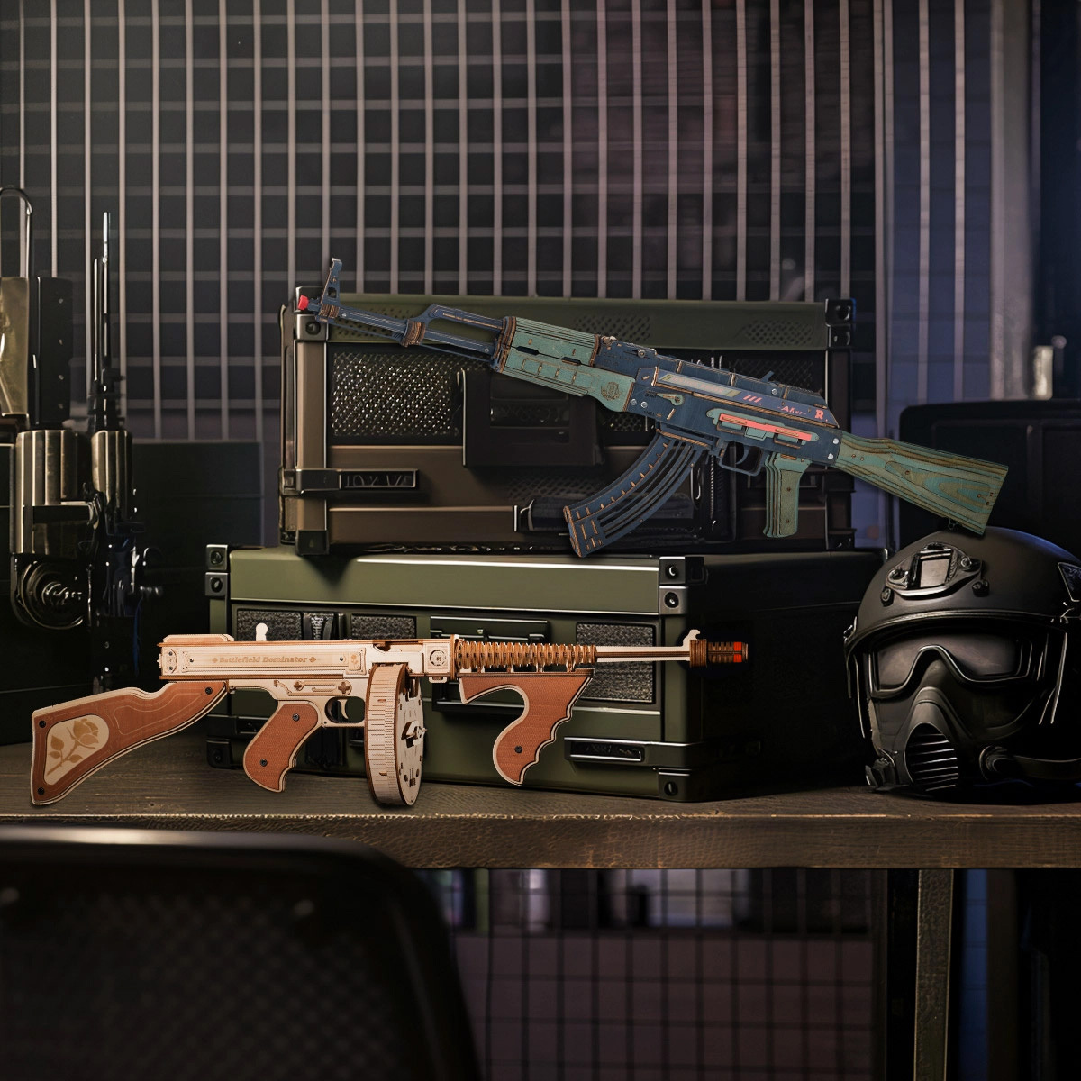 ROKR Thompson Submachine Gun Toy 3D Wooden Puzzle LQB01