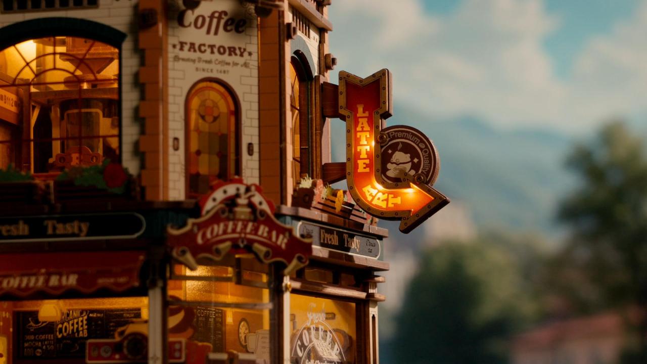 Lighting effects at ROKR Coffee Factory