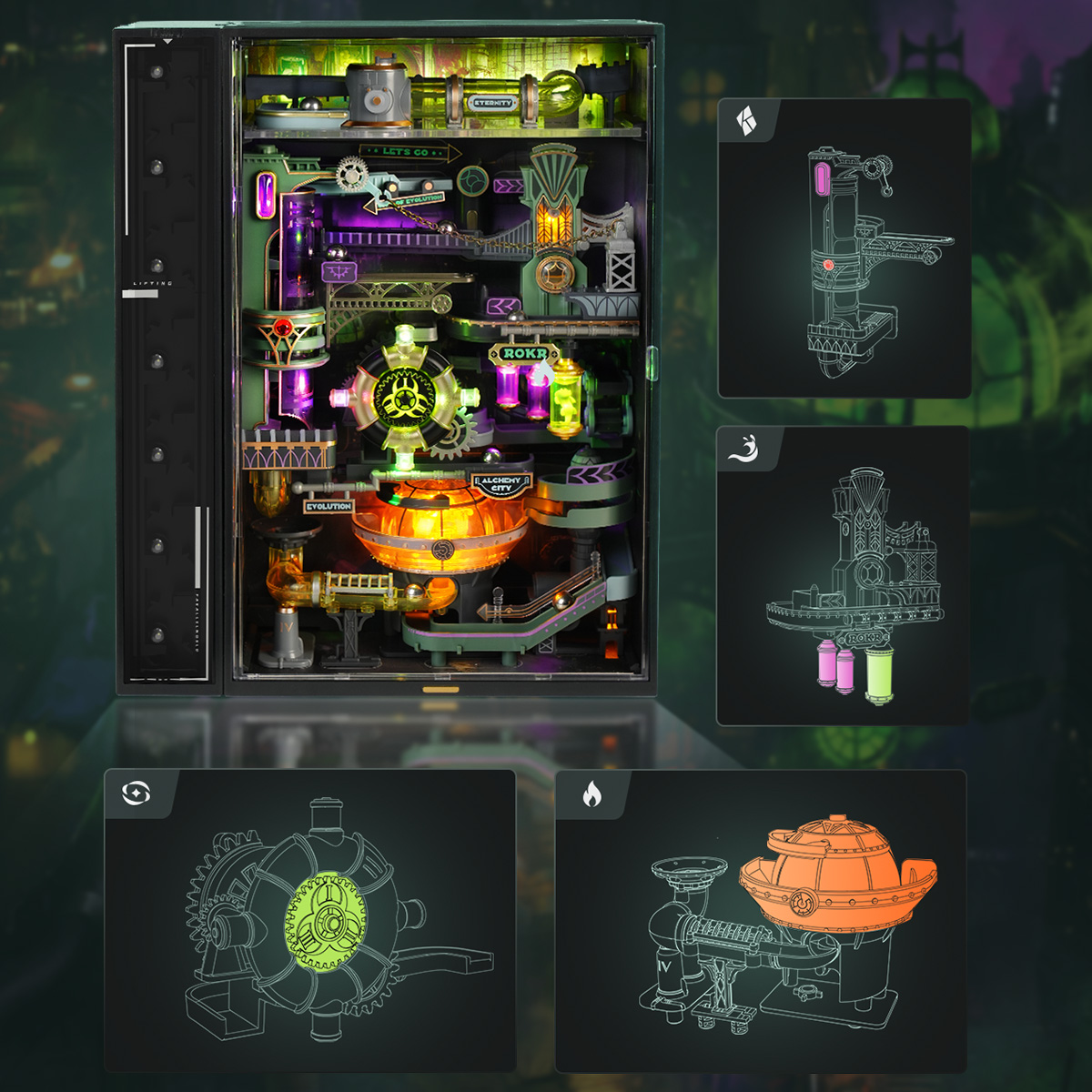 ROKR Alchemy City MR04S - Mechanical Marble Run 3D Puzzle