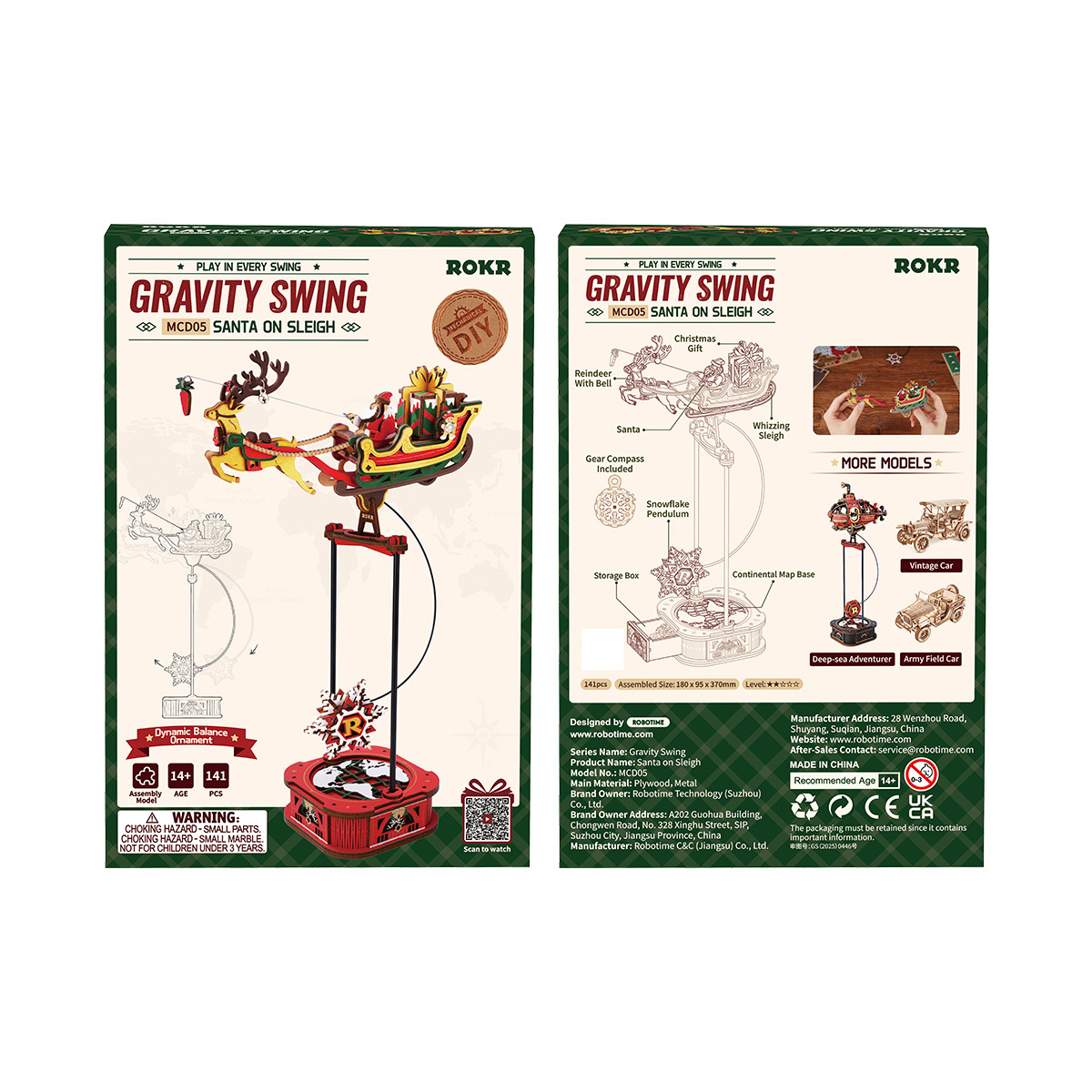 ROKR Santa on Sleigh MCD05 - Pendulum Balance Toy 3D Puzzle