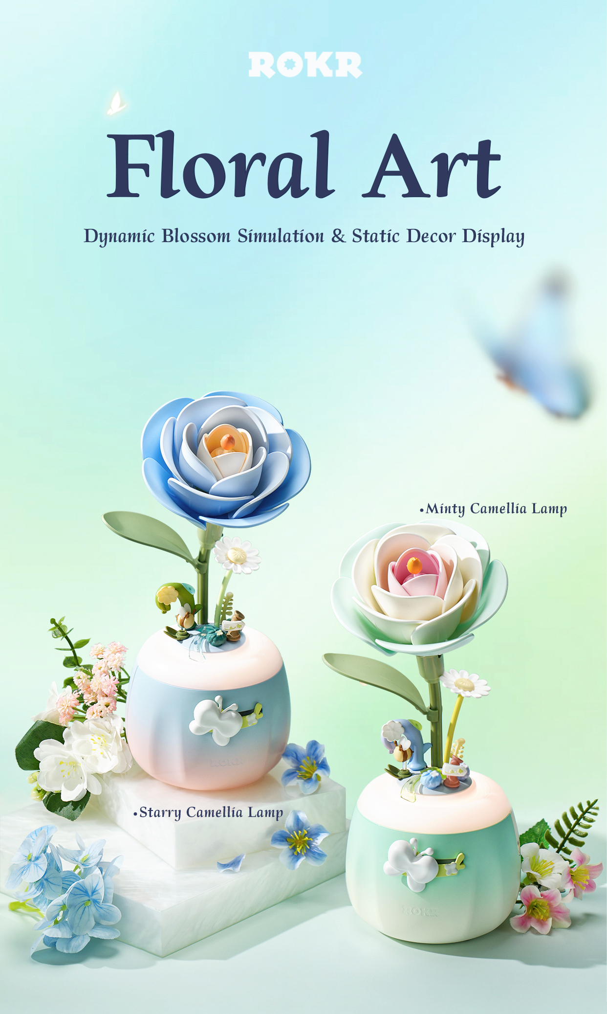 ROKR Minty Camellia Lamp AF02S - Flower Night Light 3D Puzzle