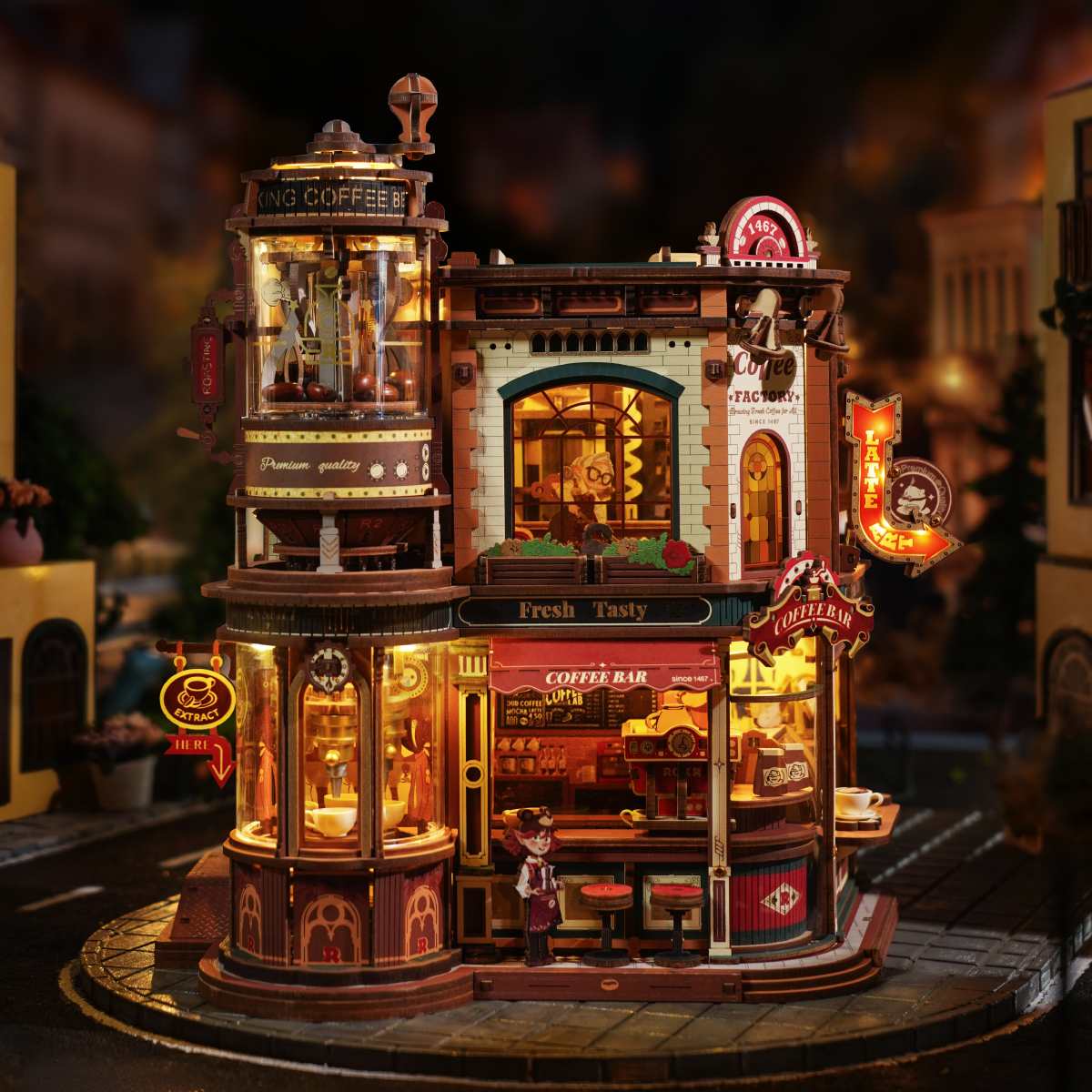 ROKR Dream Coffee Factory EAB02 - Wooden Music Box Model