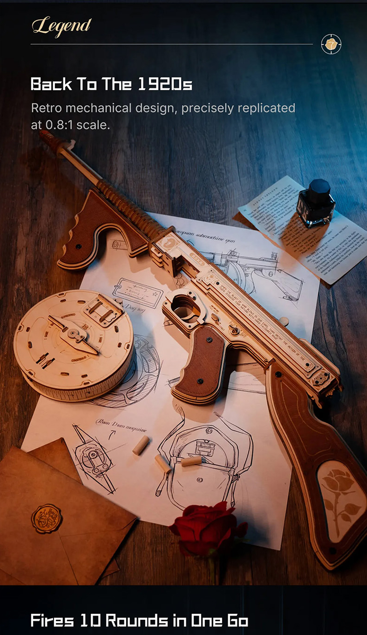 Thompson Submachine Gun Toy 3D Wooden Puzzle