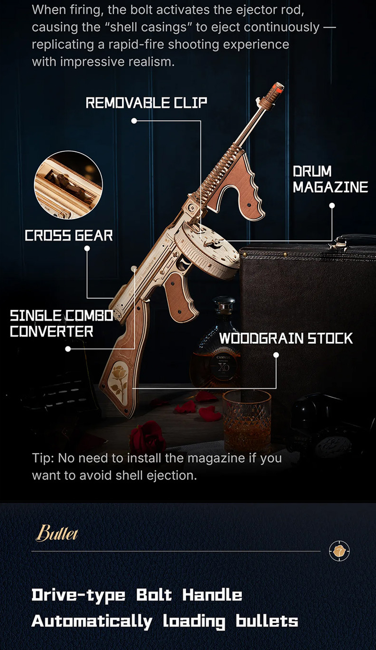 Thompson Submachine Gun Toy 3D Wooden Puzzle