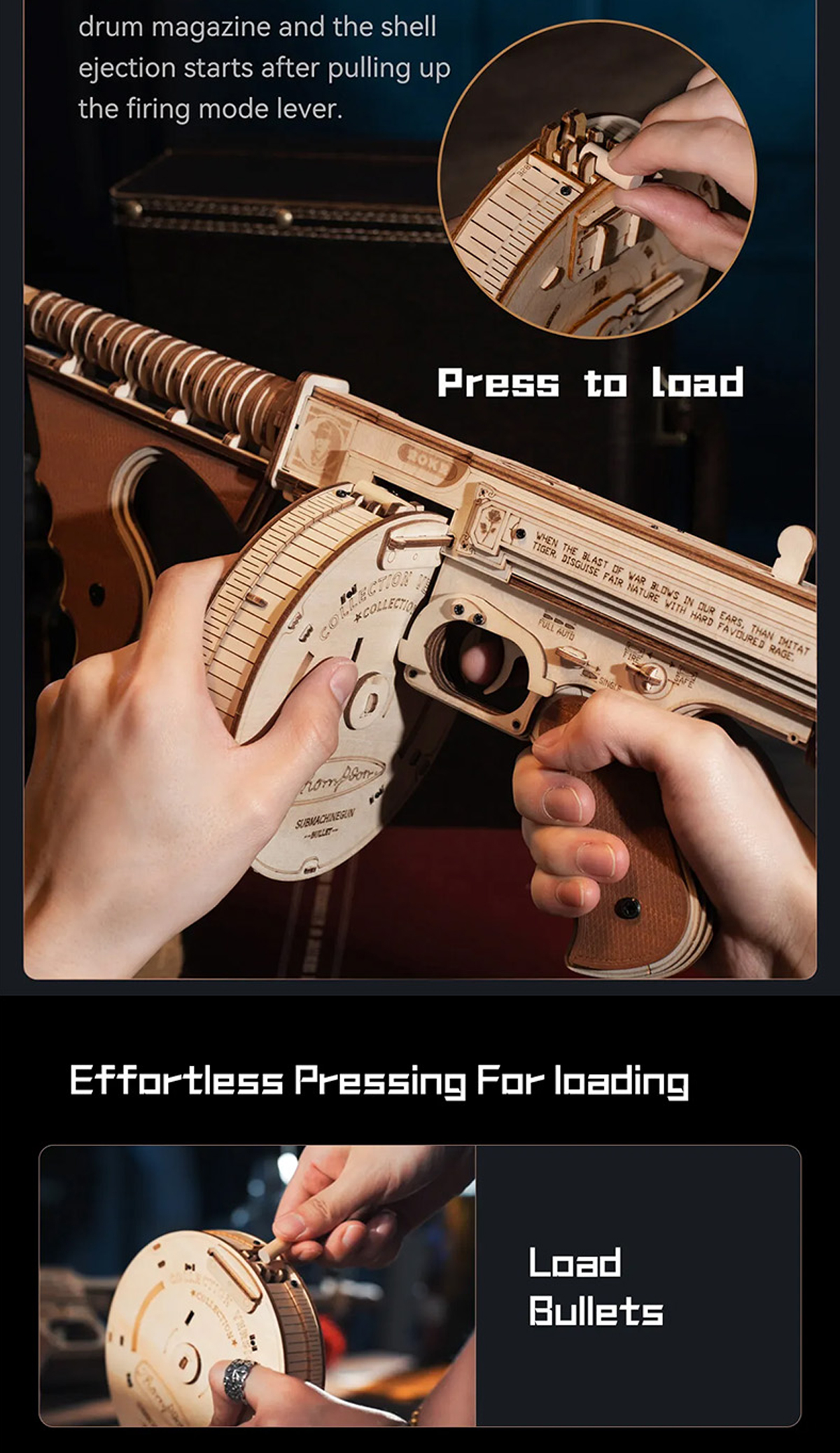 Thompson Submachine Gun Toy 3D Wooden Puzzle