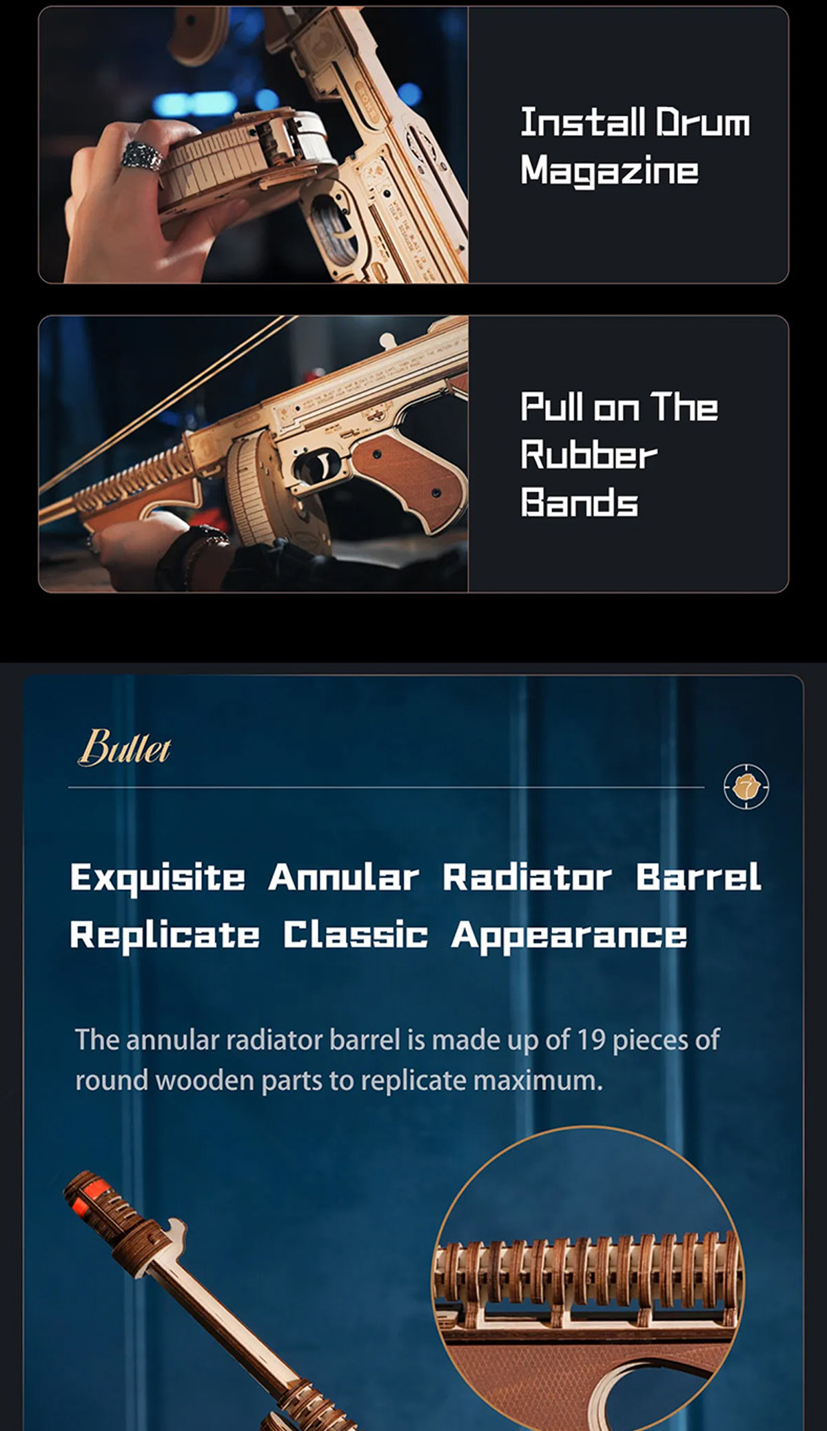 Thompson Submachine Gun Toy 3D Wooden Puzzle