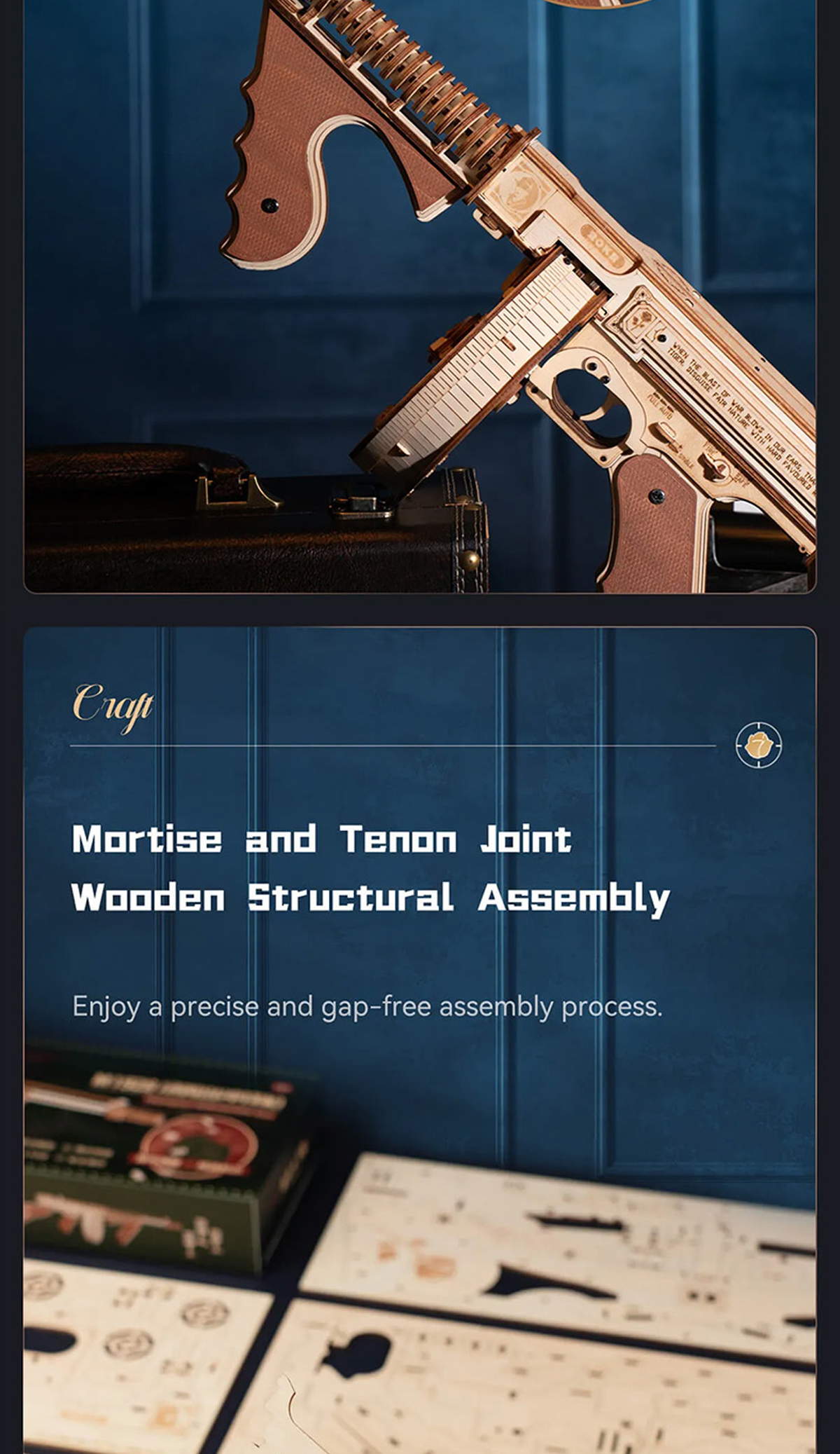 Thompson Submachine Gun Toy 3D Wooden Puzzle