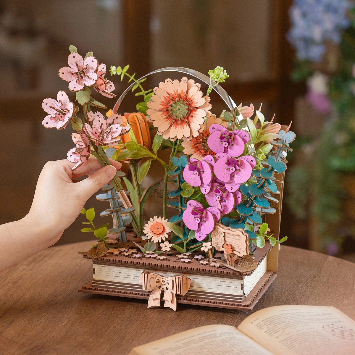Rowood DIY 3D Flower Puzzle - Wooden Blooming Book TW04H