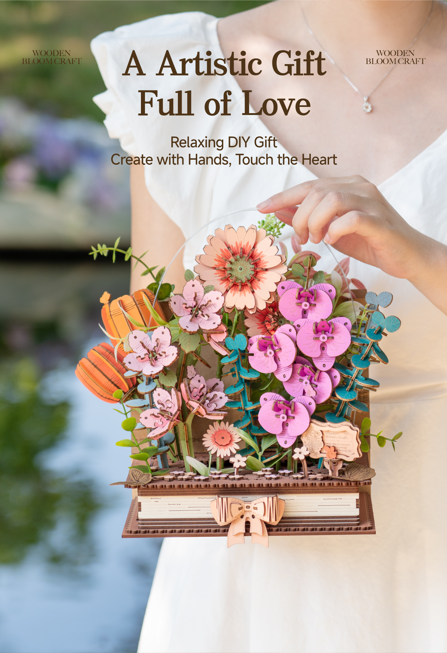 Rowood Houten Bloeiend Boek TW04H - DIY 3D Bloemenpuzzel – ROKR