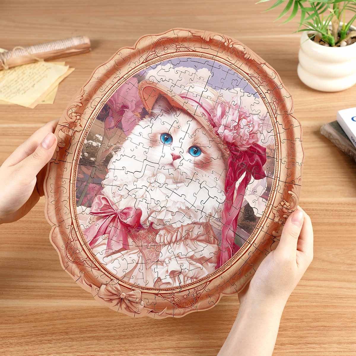 Rowood Springtime Kitty Portrait Wooden Jigsaw Puzzle
