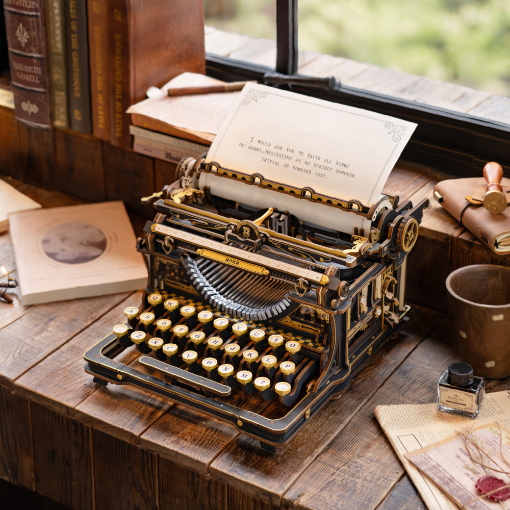 ROKR Mechanical Typewriter LK703B Classic Version displayed on a wooden desk