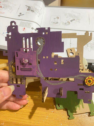 Painted interior mechanical section of the ROKR Dream Gift Factory during assembly