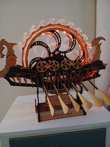 Finished Viking Dragon Ship with oars installed after the final powered test