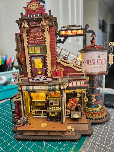 Front view of Harley's completed Dream Gift Factory shared on Robotime Community.
