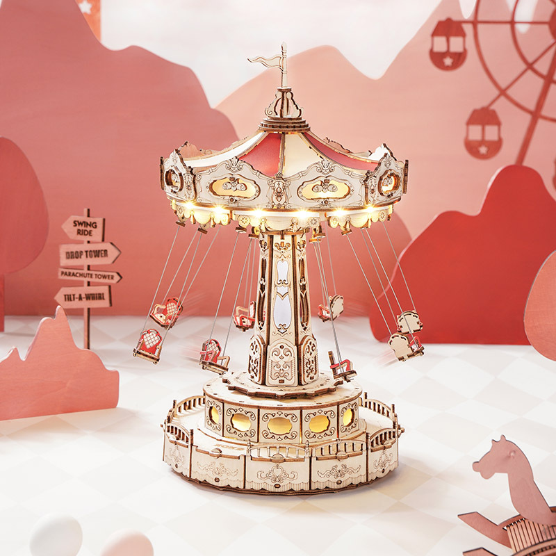 ROKR Swing Ride EA02 carrouselmodel in roze uitvoering