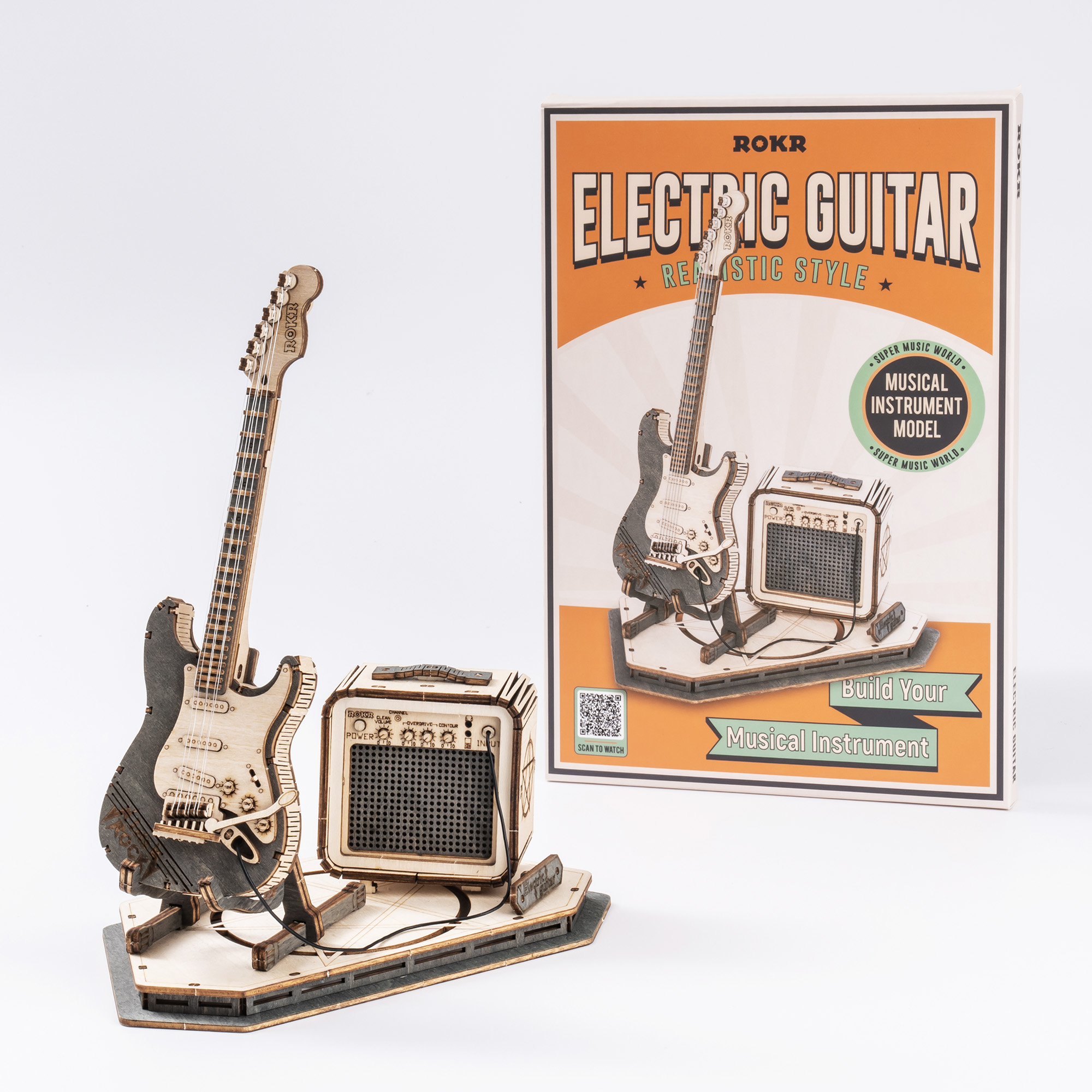 ROKR Electric Guitar Model 3D Wooden Puzzle | DIY Kit