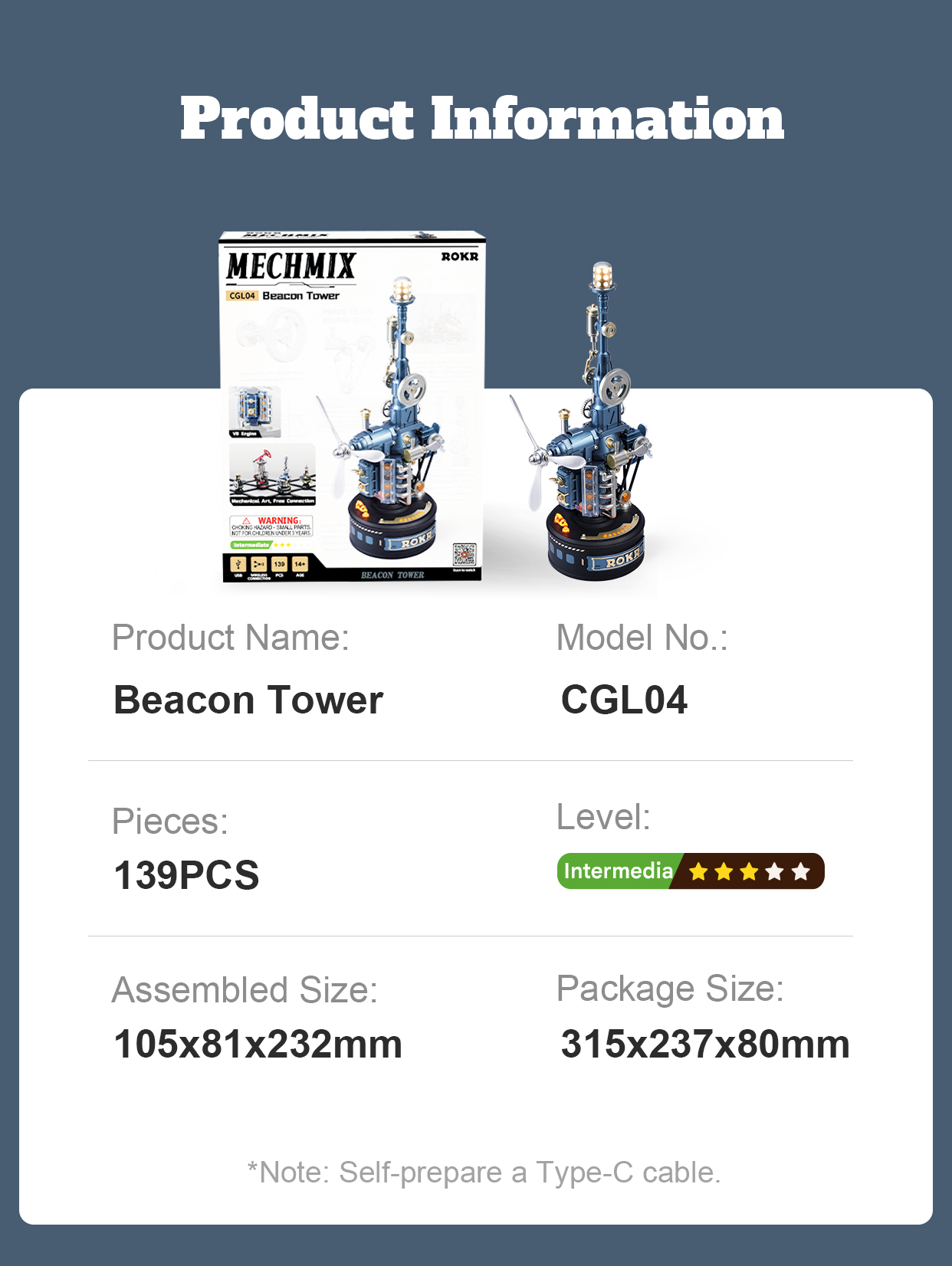 Beacon Tower CGL04 finished model and product detail panel for SKU CGL04