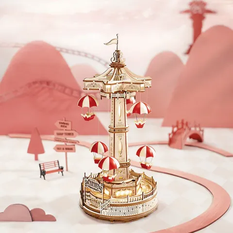 ROKR Parachute Tower EA01 houten muziekdoos model display