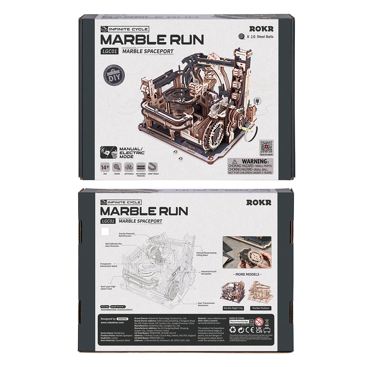 ROKR Marble Spaceport Marble Run 3D Wooden Puzzle LGC01 | ROKR