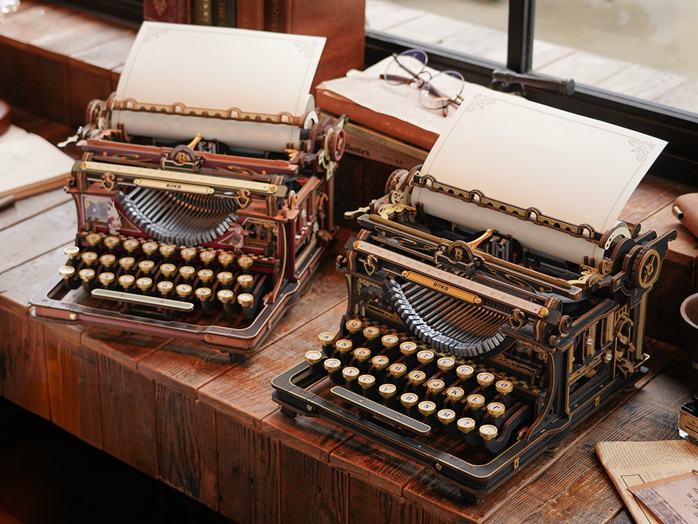 ROKR Mechanical Typewriter models shown in the Robotime Community announcement