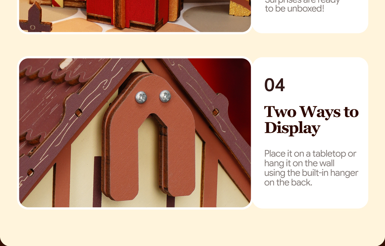Christmas Cuckoo Clock LCB01 feature detail panel showing product highlights for SKU LCB01