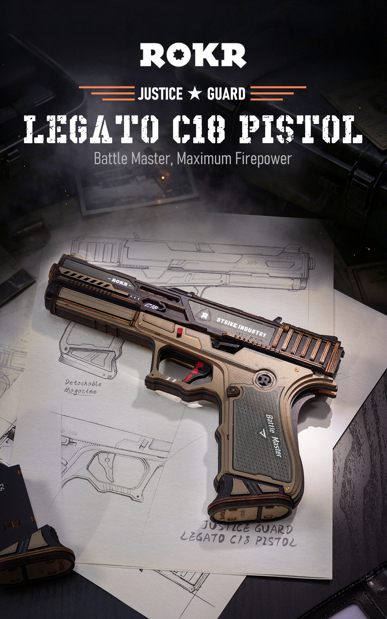 Legato C18 Pistol LQM02 finished model and product detail panel for SKU LQM02
