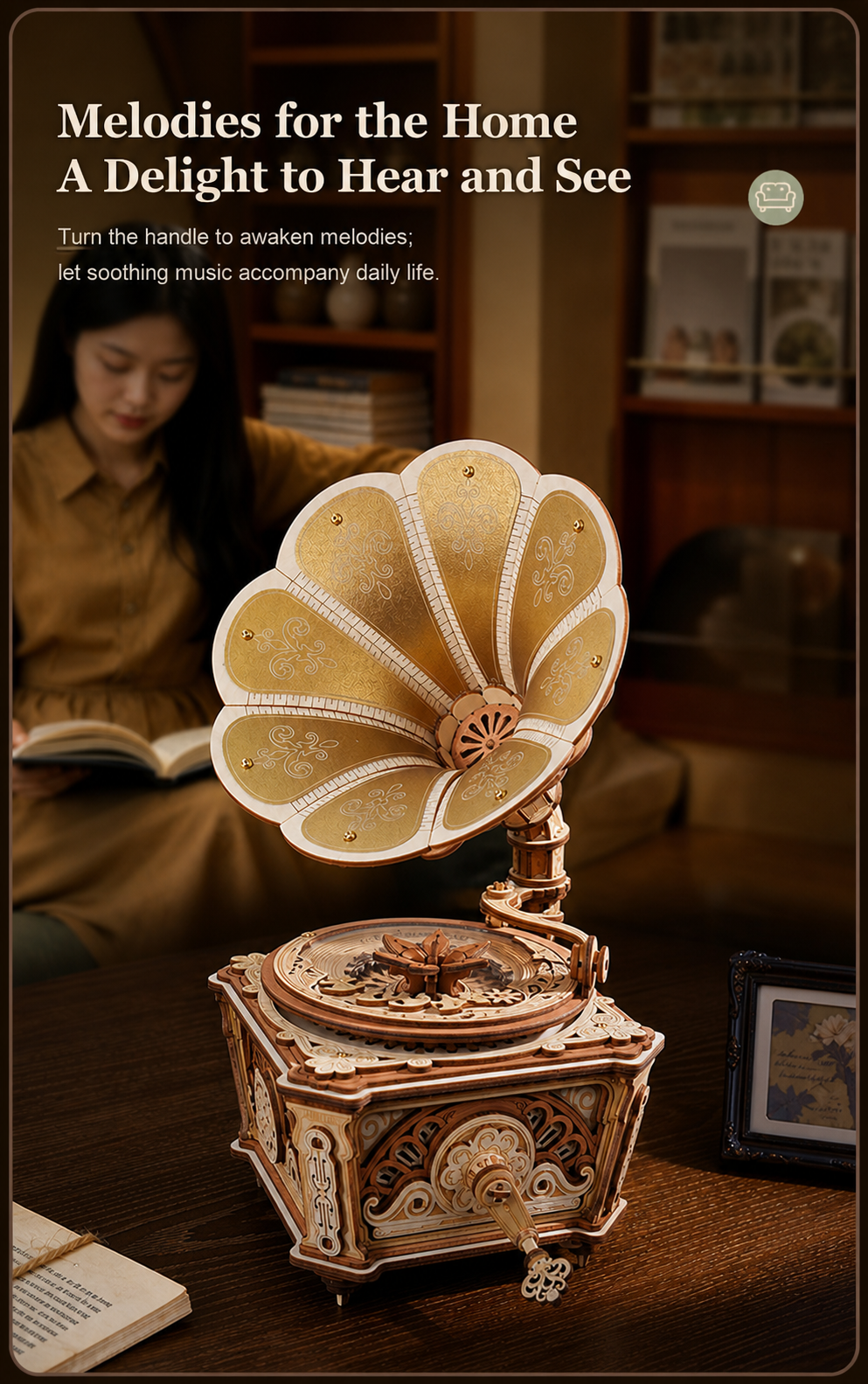 ROKR Diva Gramophone AMK82 assembly and display feature poster