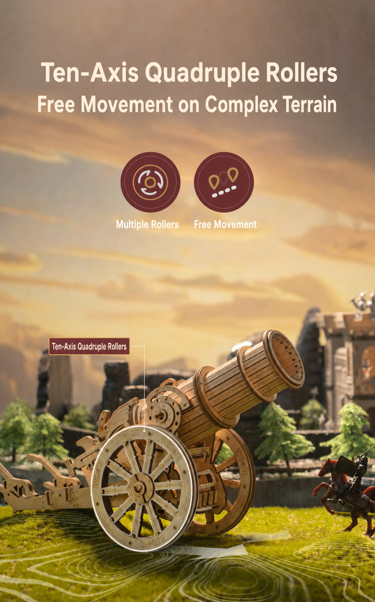 ROKR Epic War Series Wheeled Siege Artillery KW801 - Build Your