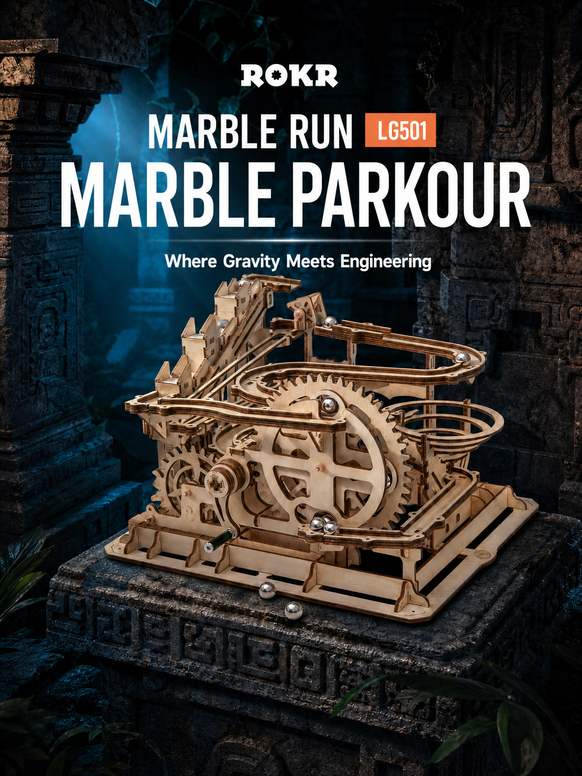 Rokr Marble Parkour 3D Puzzle Wooden Kit LG501 - Challenge Your