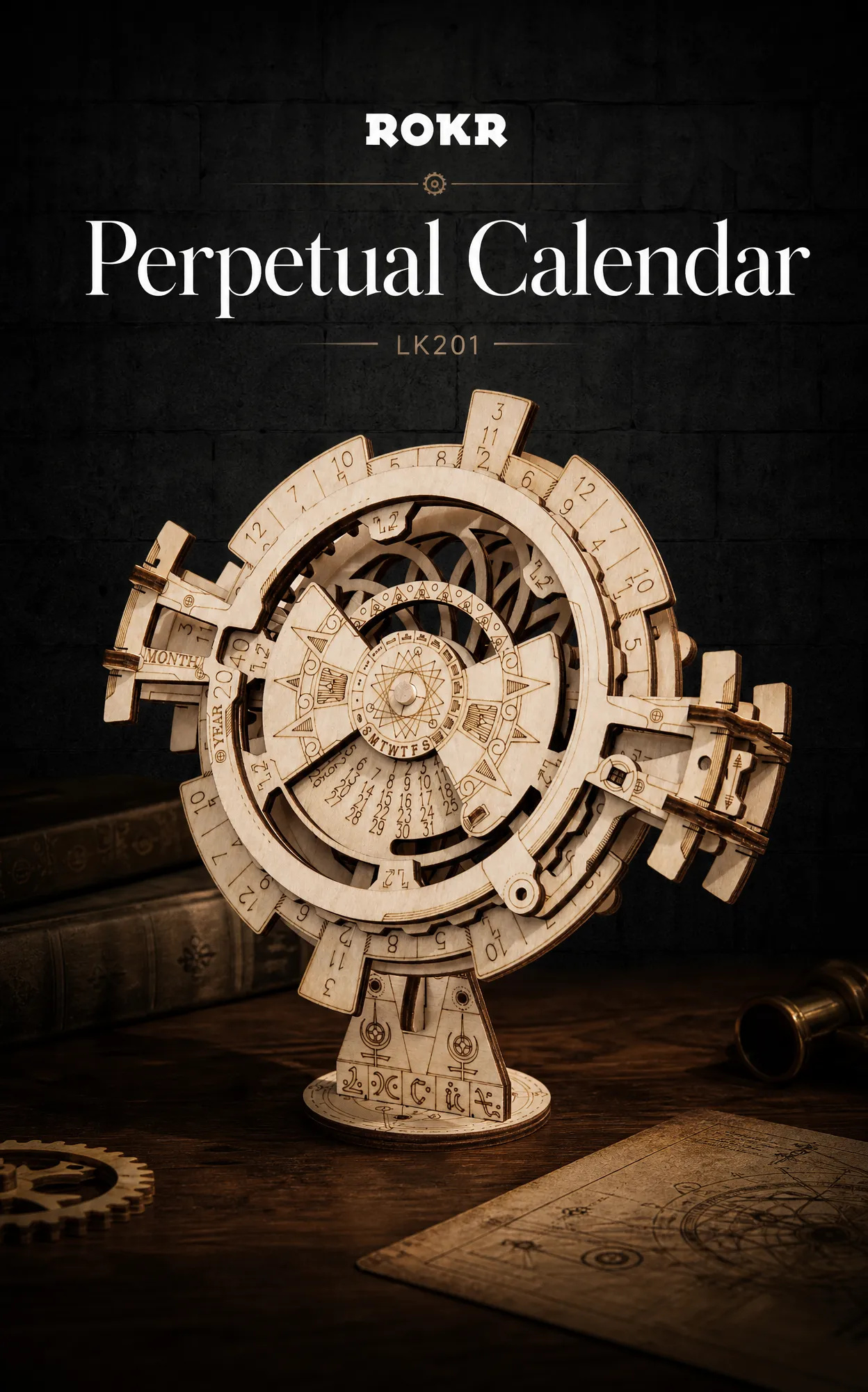 ROKR Perpetual Calendar 3D Wooden Puzzle LK201