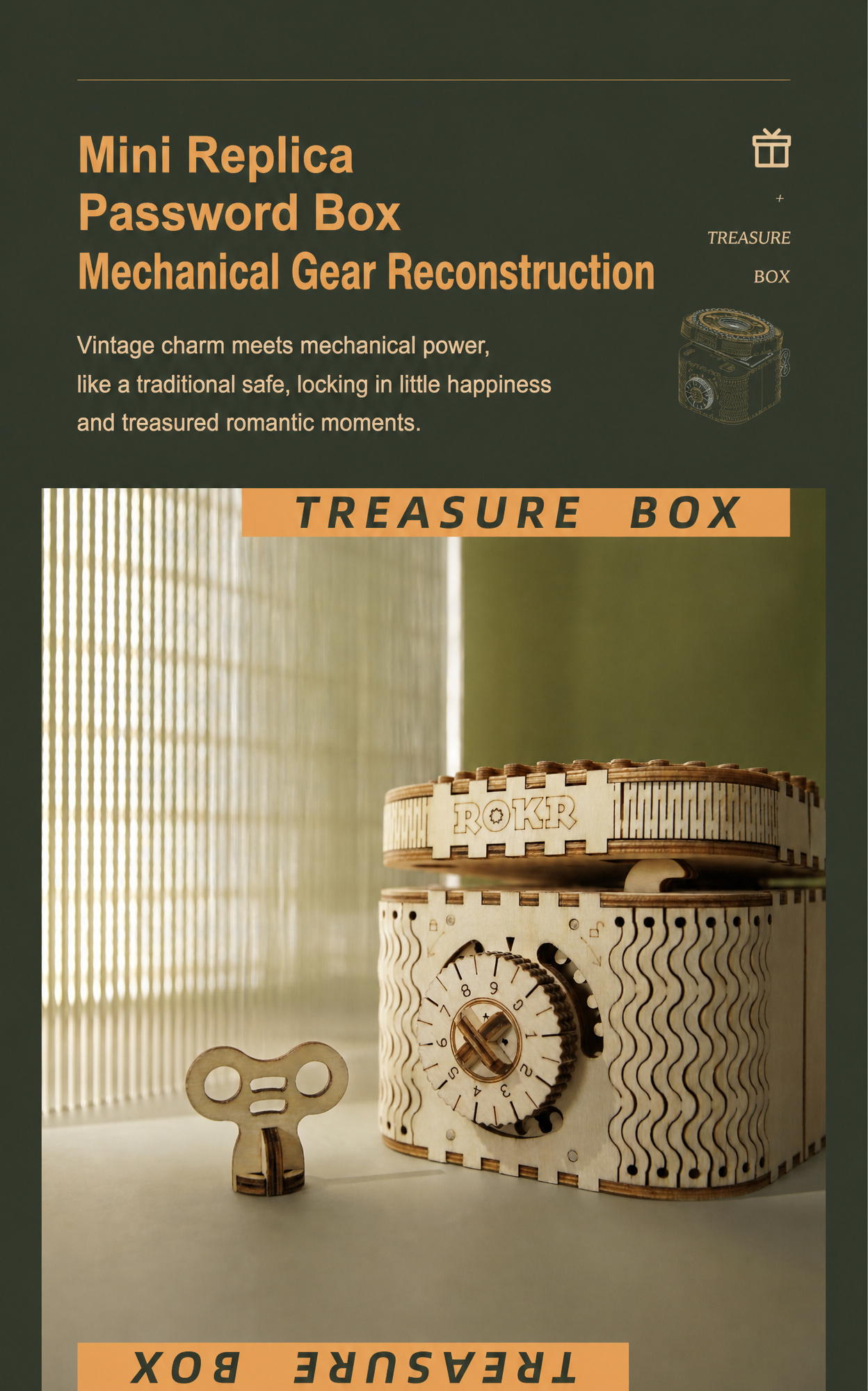 ROKR Treasure Box 3D Wooden Puzzle LK502 | DIY Mechanical Model Kit