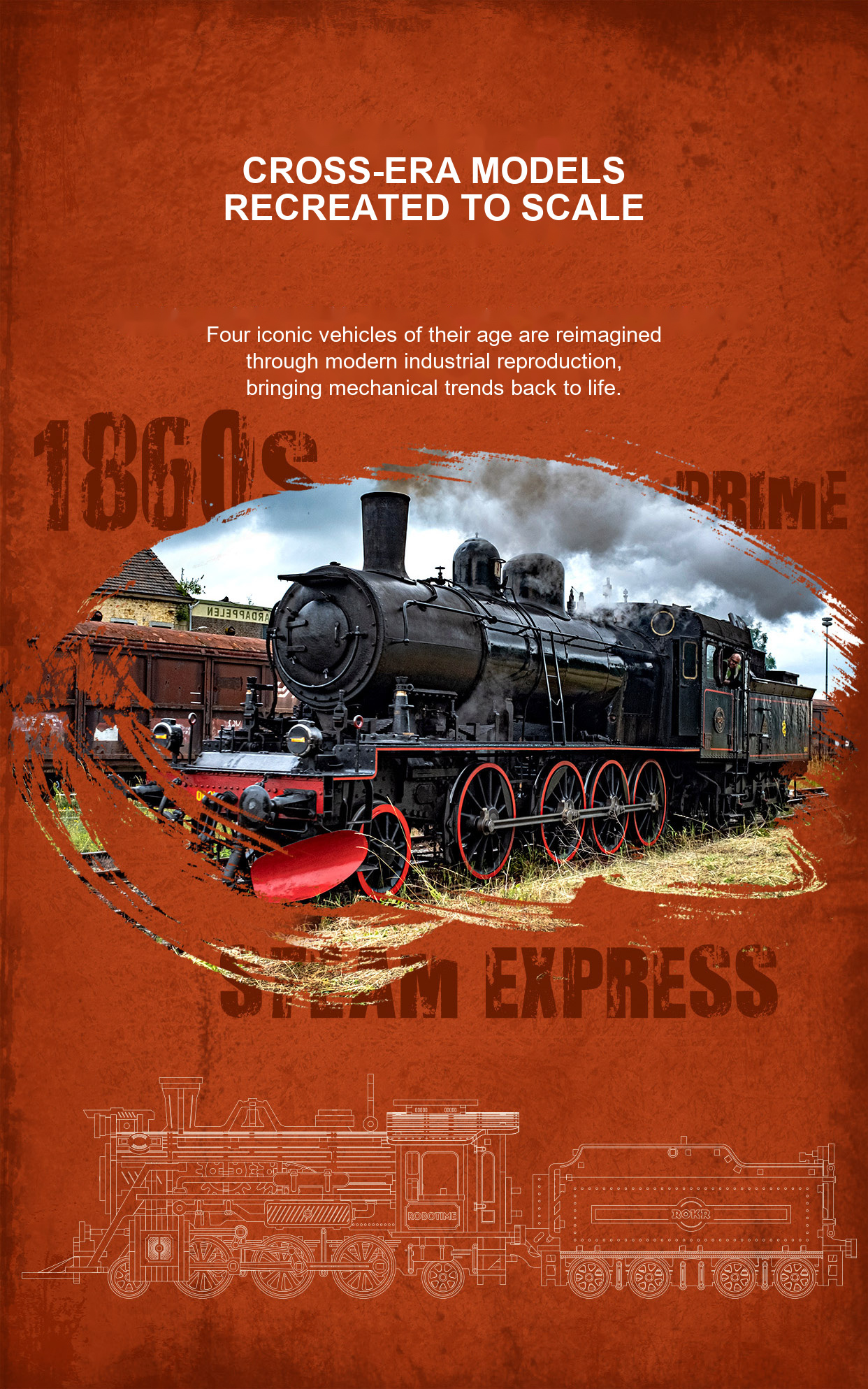 ROKR 1/80 Scale Model Train Prime Steam Express MC501 | Wooden Puzzle