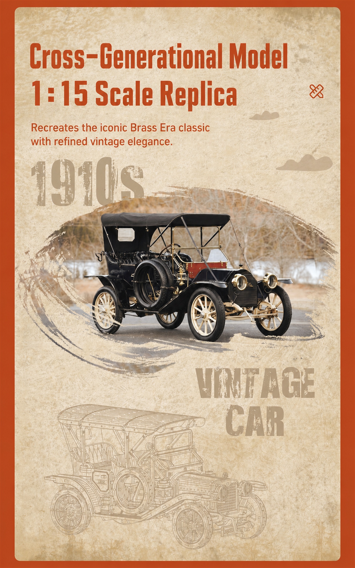 ROKR Vintage Car 3D Wooden Puzzle MC801