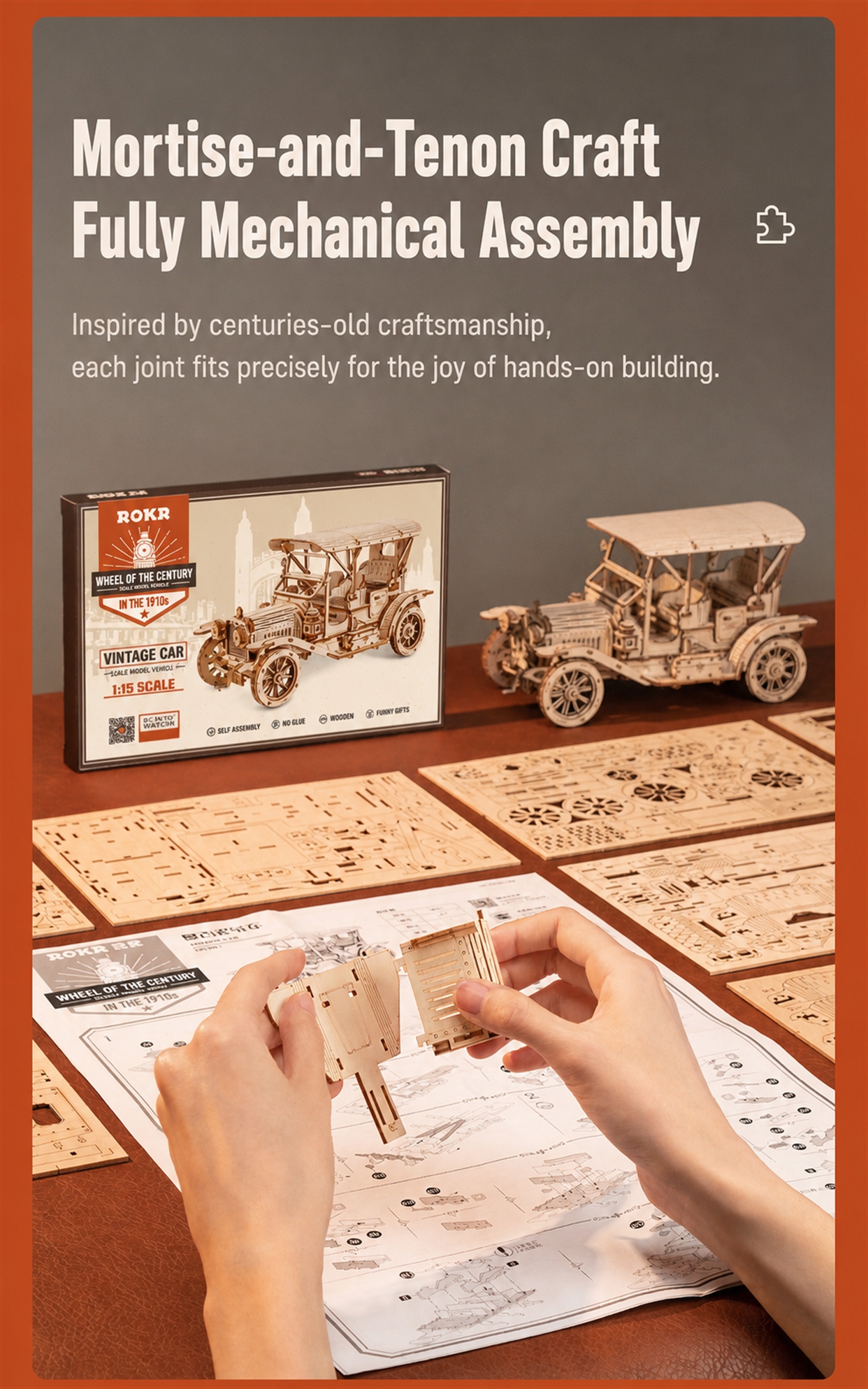 ROKR Vintage Car 3D Wooden Puzzle MC801