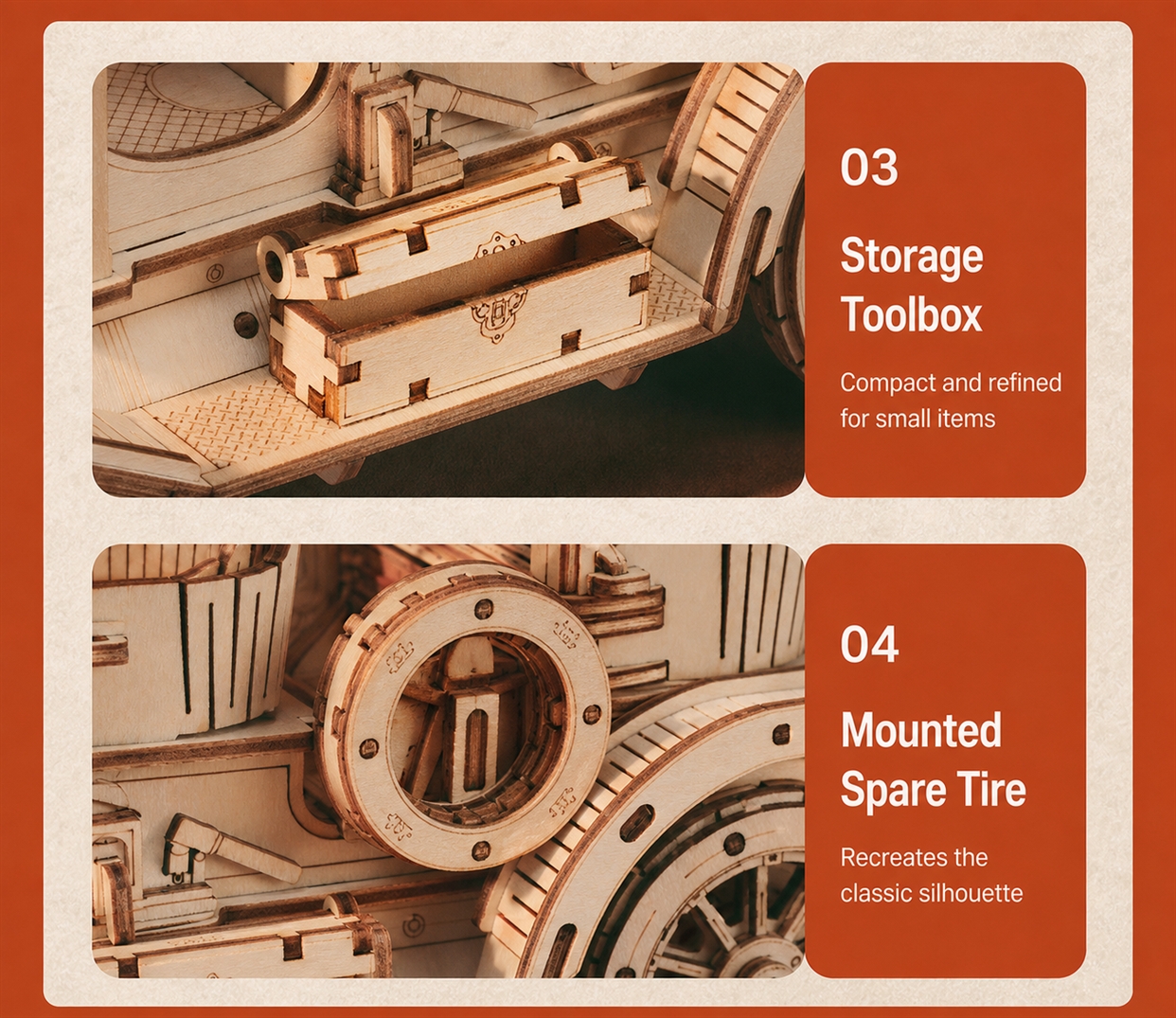 ROKR Vintage Car 3D Wooden Puzzle MC801