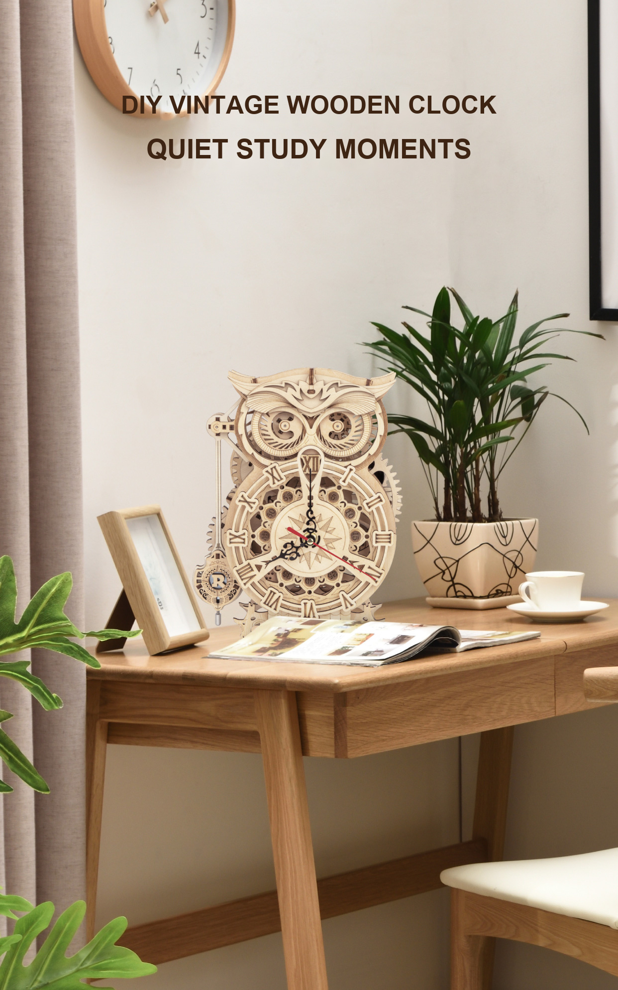 ROKR Owl Clock LK503 | Mechanical 3D Wooden Puzzle