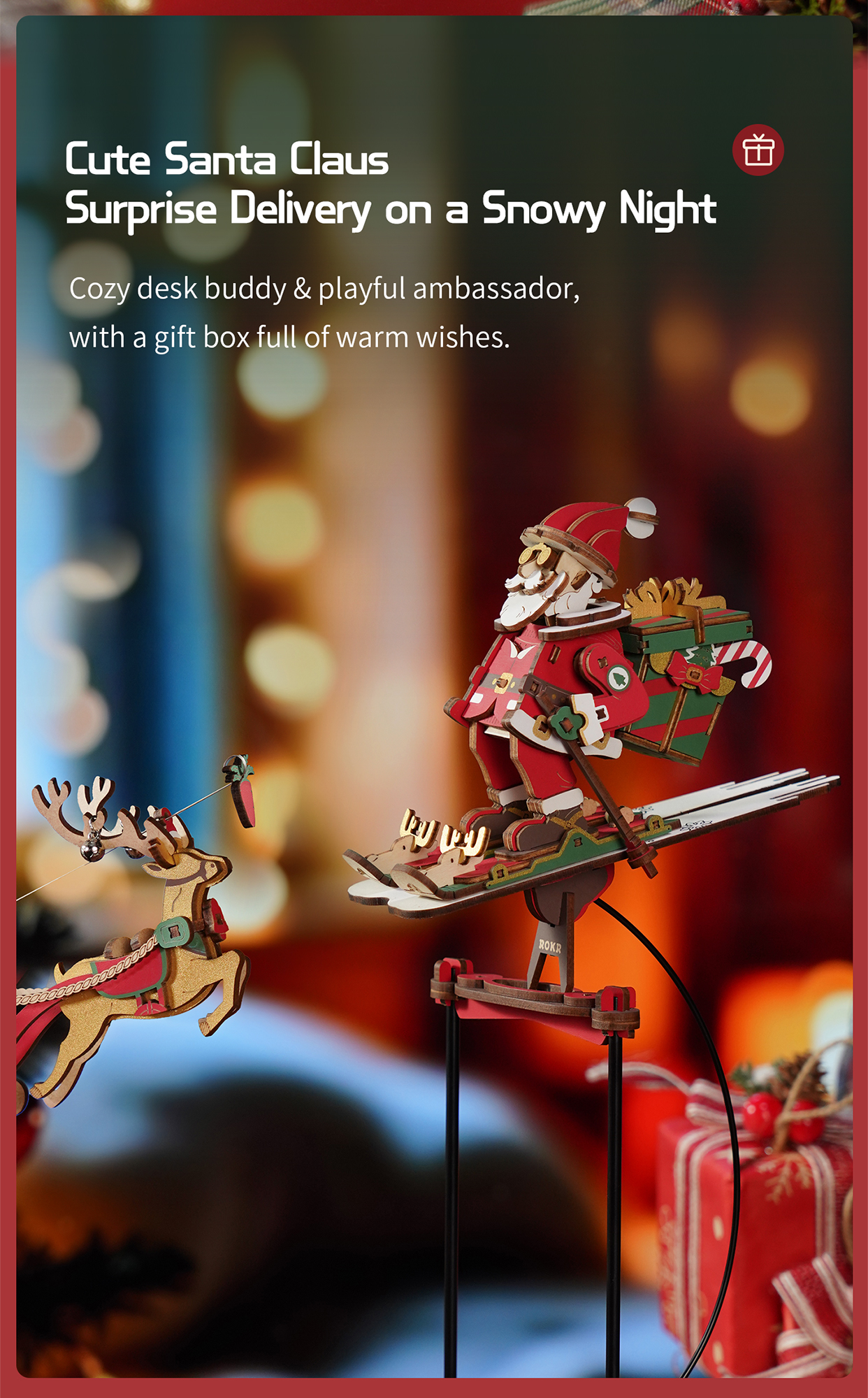 ROKR Santa on Skis MCD06 - Pendulum Balance Toy 3D Puzzle