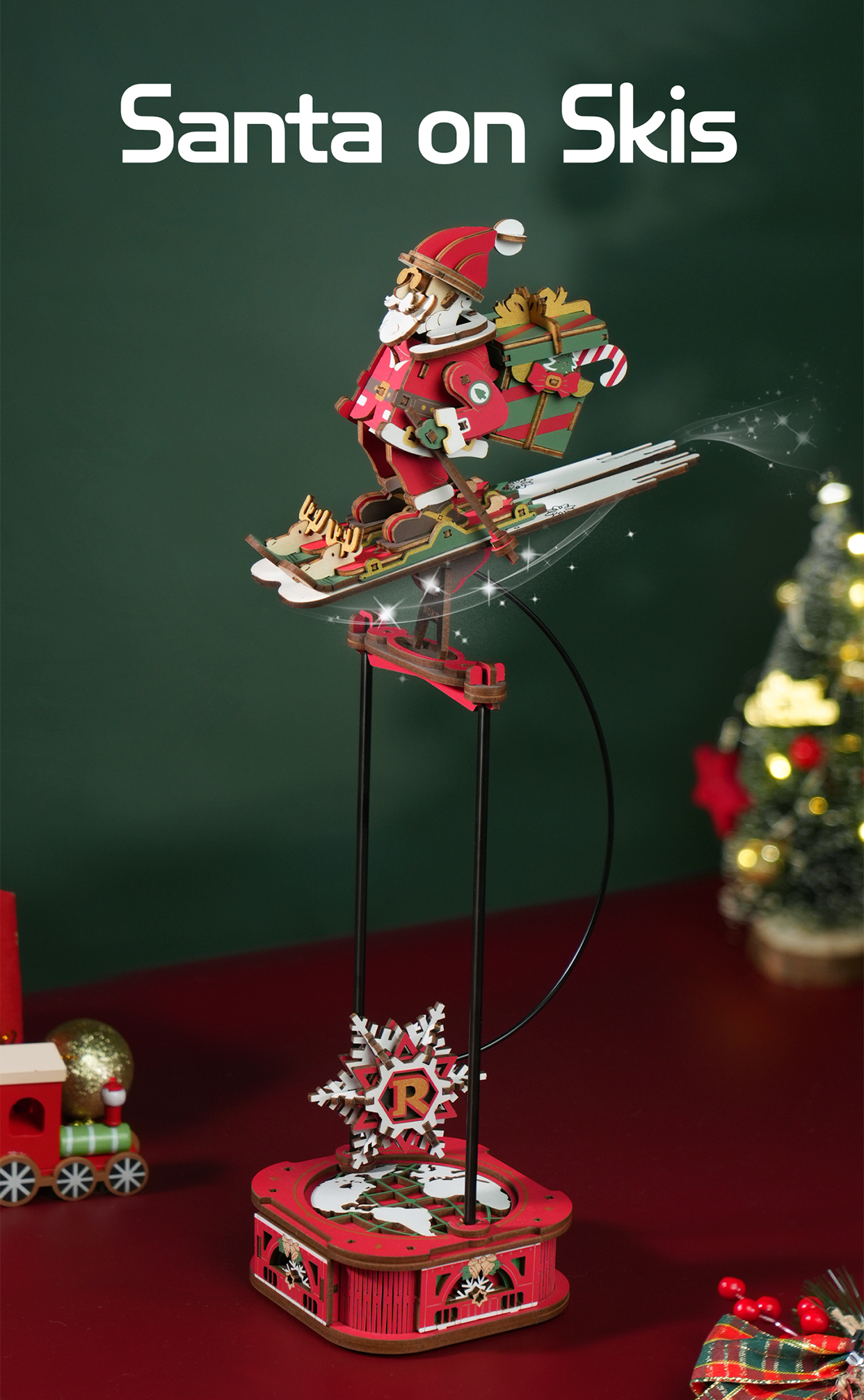 ROKR Santa on Skis MCD06 - Pendulum Balance Toy 3D Puzzle