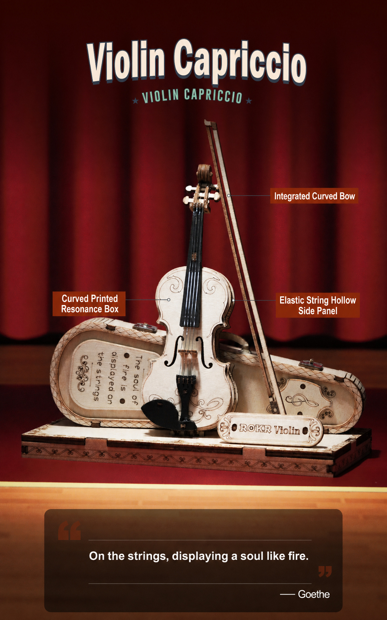 ROKR Violin Capriccio Model | 3D Wooden Puzzle TG604K
