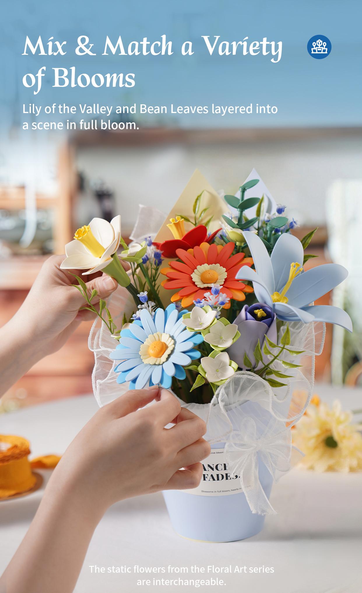 ROKR Twilight Sky Bouquet AF03J - DIY Flower 3D Model Kit